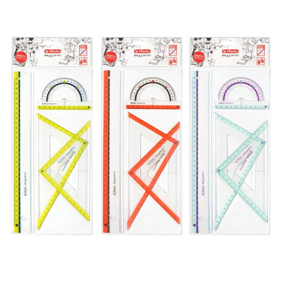 Herlitz 11368222 - Protractor,Ruler,Triangle - 4 pc(s) - Multicolor - 30 cm - 10 cm - Blister