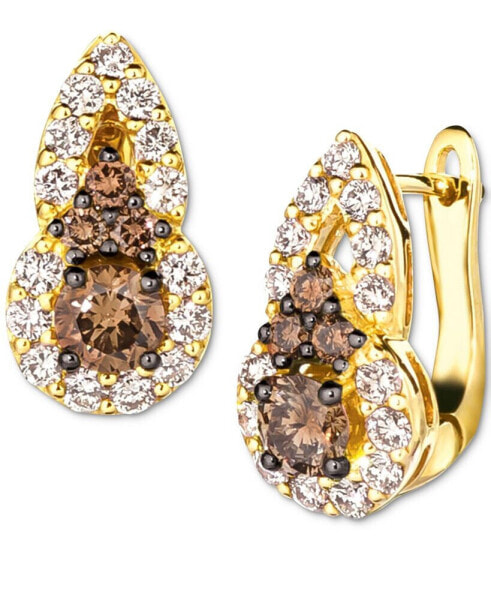 Chocolate Diamond (1/2 ct. t.w.) & Nude Diamond (3/8 ct. t.w.) Leverback Earrings in 14k Rose Gold, White Gold or Yellow Gold