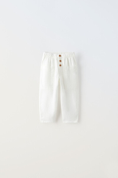 Linen trousers with buttons