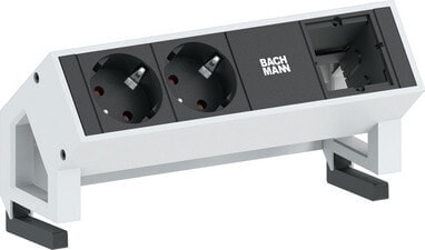 Удлинитель BACHMANN Schuko 1x Custom Module RAL9010 - 2 AC outlet(s) - Type F - Aluminum - Plastic - Black,White - Aluminum - Plastic