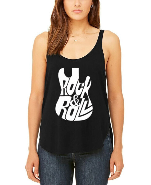 Women's Premium Word Art Rock And Roll Guitar Flowy Tank Top