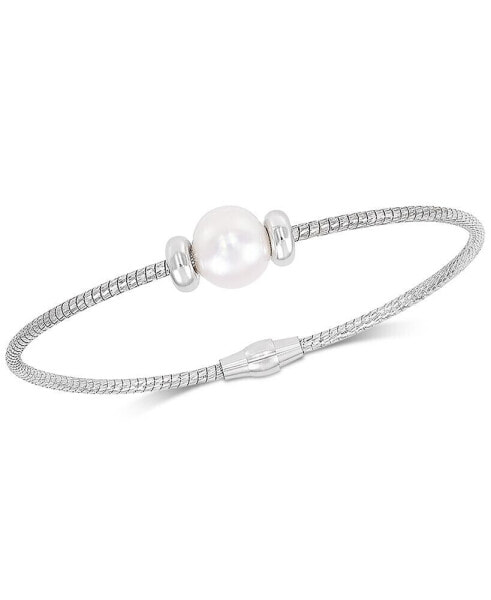 Cultured Freshwater Pearl (8-9mm) Bangle Bracelet in Sterling Silver