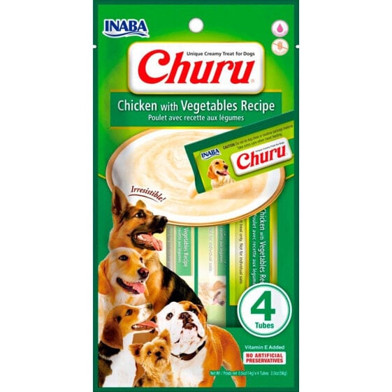 INABA Churu Chicken With Vegetables Recipe 4x14g Dog Snack