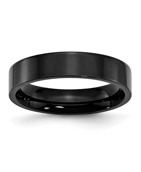Stainless Steel Polished Black IP-plated 5mm Flat Band Ring