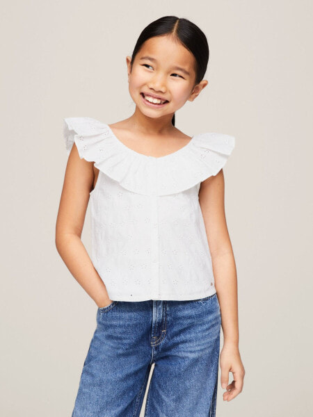 Kids' Eyelet Frill Top