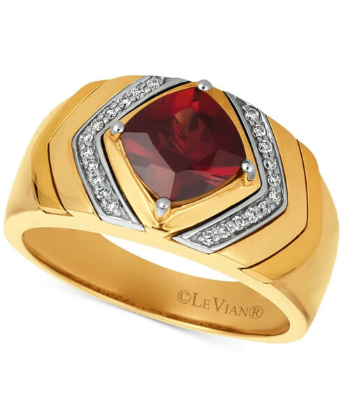 Gents™ Men's Pomegranate Garnet™ (2-1/2 ct. t.w.) & Diamond (1/8 ct. t.w.) Ring in 14k Gold