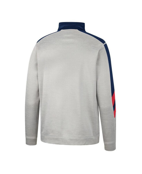 Men's Gray and Navy Ole Miss Rebels Bushwood Fleece Quarter-Zip Jacket