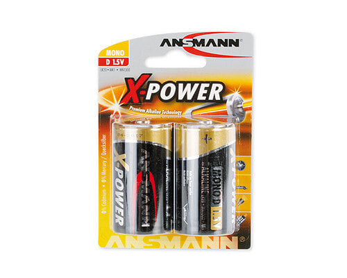 Ansmann Mono D - Single-use battery - Alkaline - 1.5 V - 2 pc(s) - Black - 33 mm