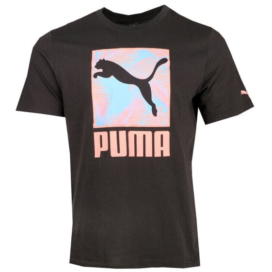 Puma Palms Graphic Crew Neck Short Sleeve T-Shirt Mens Black Casual Tops 6745100