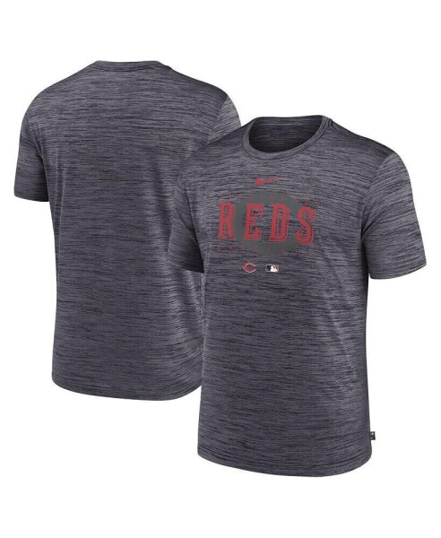 Men's Heather Charcoal Cincinnati Reds Authentic Collection Velocity Performance Practice T-shirt