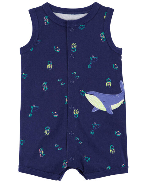 Baby Whale Snap-Up Romper NB