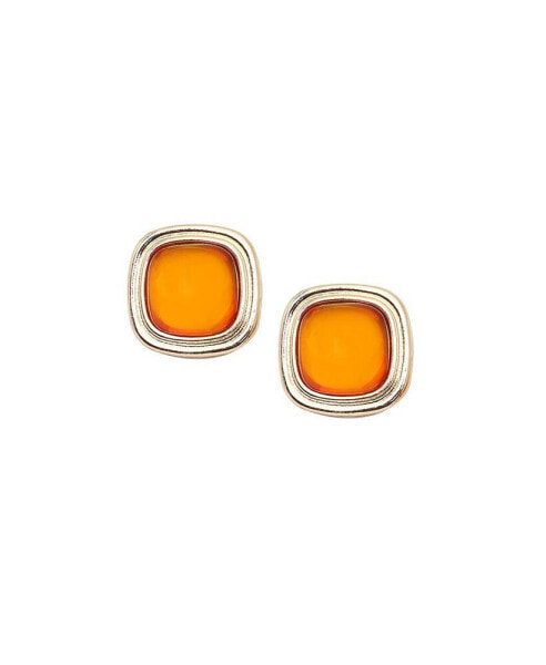 Women's Orange Geometric Stone Stud Earrings