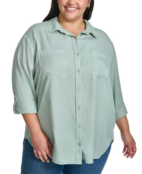 Trendy Plus Size Utility Shirt