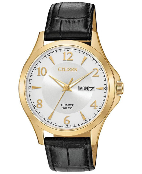 Часы и аксессуары Citizen Мужские кварцевые наручные часы с кожаным ремешком коричневого цвета 41 мм