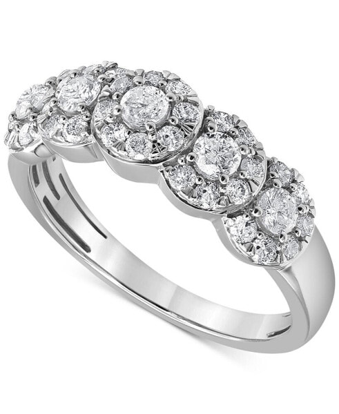 Diamond Five Stone Halo Ring (1 ct. t.w.) in 14k Gold
