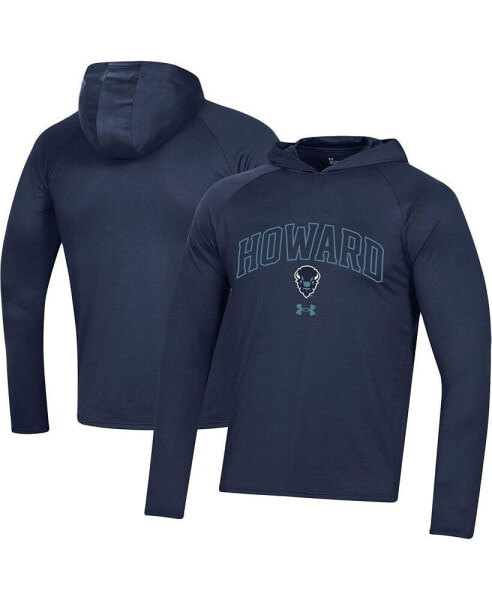 Men's Navy Howard Bison 2023 Sideline Tech Hooded Raglan Long Sleeve T-shirt