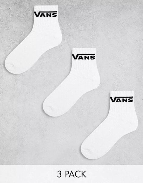 Vans 3 pack classic half crew socks in white