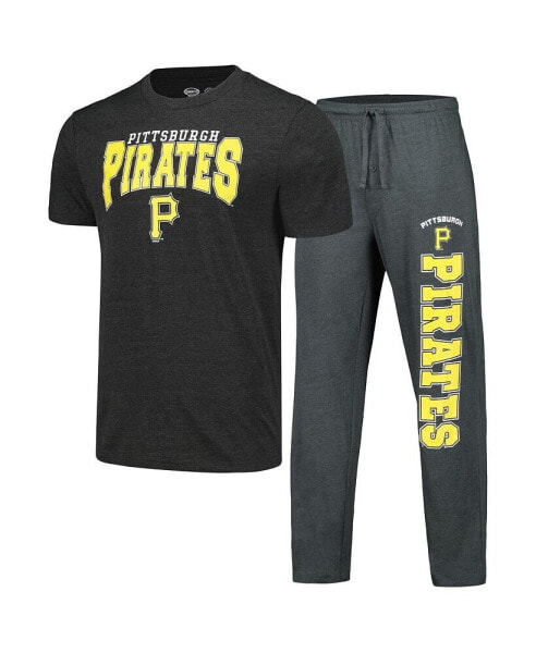 Men's Charcoal, Black Pittsburgh Pirates Meter T-shirt and Pants Sleep Set