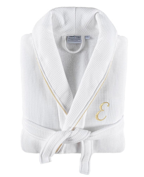 Textiles 100% Turkish Cotton Unisex Personalized Waffle Weave Terry Bathrobe with Satin Piped Trim