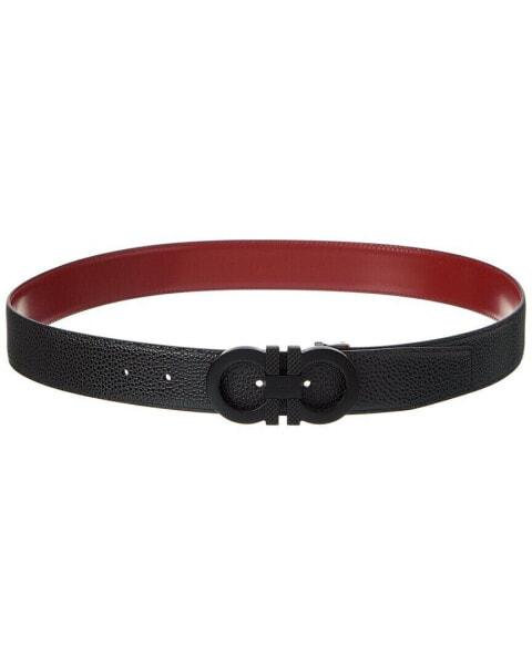 Ferragamo Reversible & Adjustable Leather Belt Men's Black 110