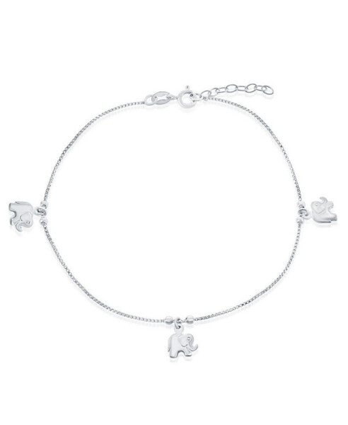 Sterling Silver Beads with Elephant Charms Anklet Bracelet