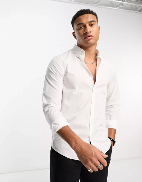 New Look button collar shirt in white