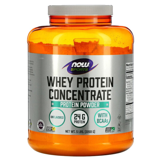Протеин сывороточный NOW Sports, Whey Protein Concentrate Protein Powder, Неочищенный, 5 фунтов (2268 г)