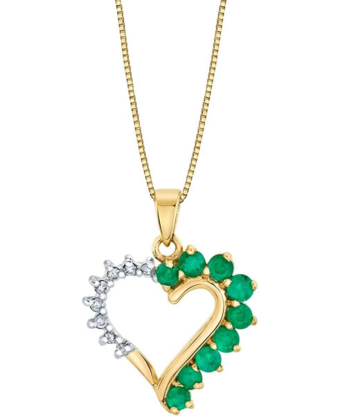 Macy's emerald (5/8 ct. t.w.) & Diamond (1/10 ct. t.w.) Heart 18" Pendant Necklace in 14k Gold