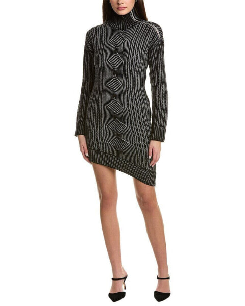 Платье NAADAM Asymmetrical Wool & Cashmere-Blend черное, женское