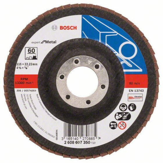 Bosch Fächerschleifscheibe X551, Expert for Metal D = 115 mm; K = 60, gewinkelt