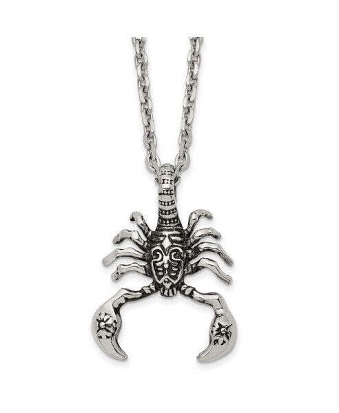 Chisel antiqued Scorpion Pendant Cable Chain Necklace