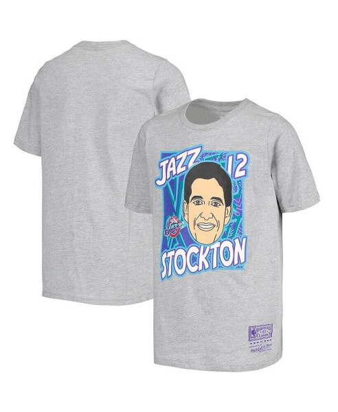 Big Boys John Stockton Gray Utah Jazz Hardwood Classics King of the Court Player T-shirt