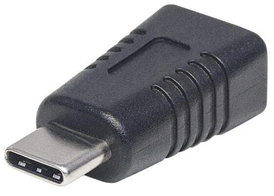 Manhattan USB-C to Mini-USB Adapter - Male to Female - 5 Gbps (USB 3.2 Gen1 aka USB 3.0) - SuperSpeed USB - Black - Lifetime Warranty - Polybag - USB C - USB Mini-B - Black