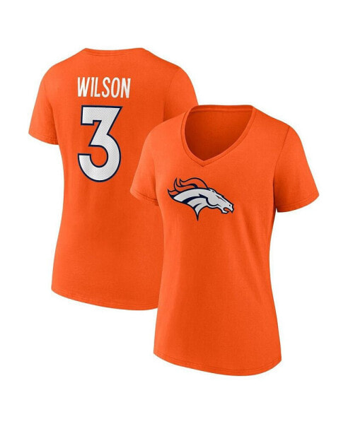 Футболка женская Fanatics с именем и номером игрока Russell Wilson оранжевого цвета Denver Broncos