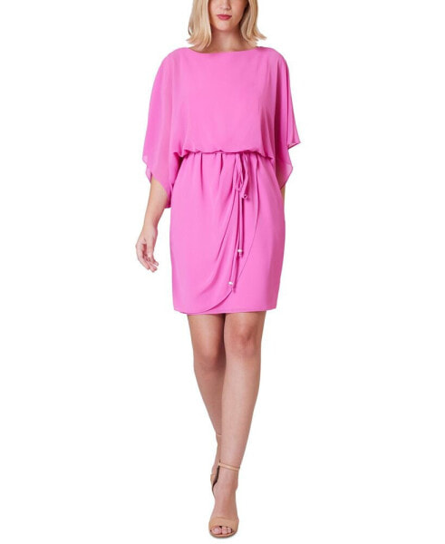 Petite Boat-Neck Blouson-Sleeve Dress