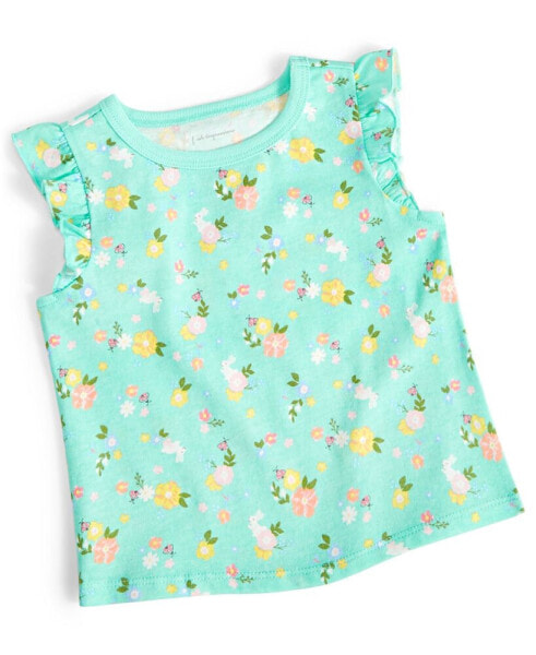 Baby Girls Floral-Print Flutter-Sleeve T-Shirt, Created for Macy's