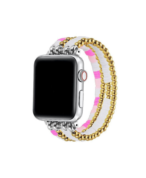 Women's Summer Pink Beaded Band for Apple Watch 38mm, 40mm, 41mm, 42mm, 44mm, 45mm, 49mm