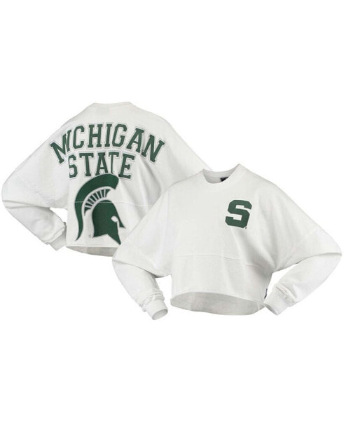 Женская блузка Spirit Jersey Michigan State Spartans белая с вырезом на обработанном краю