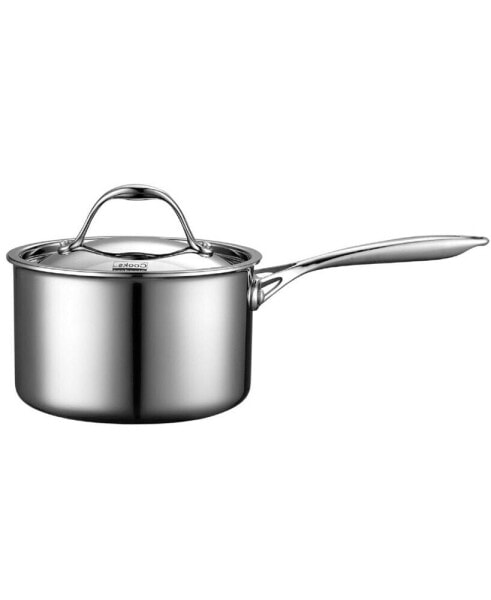 Multi-Ply Full Clad Stainless Steel Saucepan with Lid 3-Quart, Silver