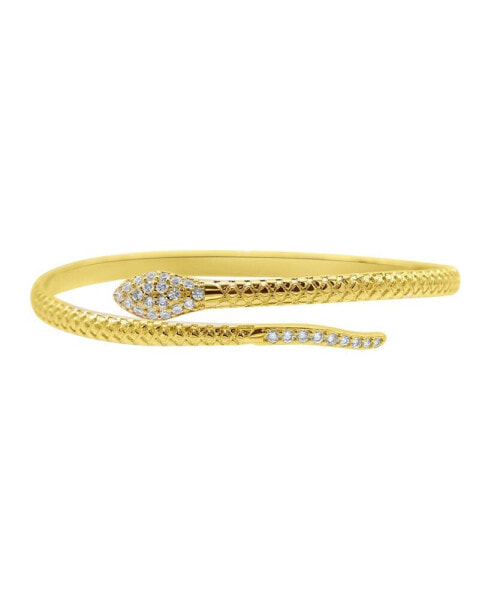 14K Gold-Plated Adjustable Crystal Snake Cuff