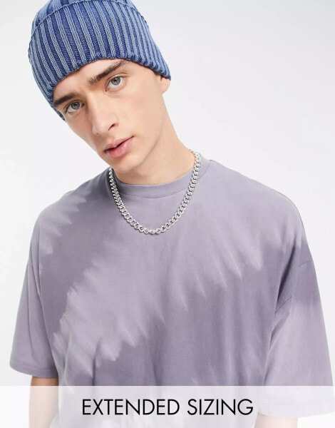 ASOS DESIGN oversized t-shirt in grey tonal tie dye