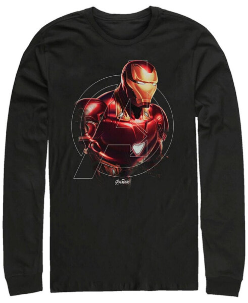 Marvel Men's Avengers Endgame Iron Man Centered Logo, Long Sleeve T-shirt