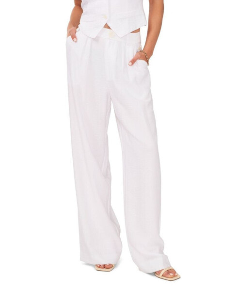 Women's Button Detail Wide Leg Pants