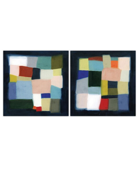 "Chromatic Cube I II" Frameless Free Floating Reverse Printed Tempered Glass Wall Art Set of 2, 38" x 38" x 0.2" Each