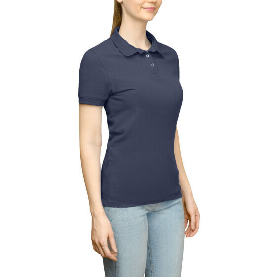 Page & Tuttle Solid Jersey Short Sleeve Polo Shirt Womens Blue Casual P39919-DKN