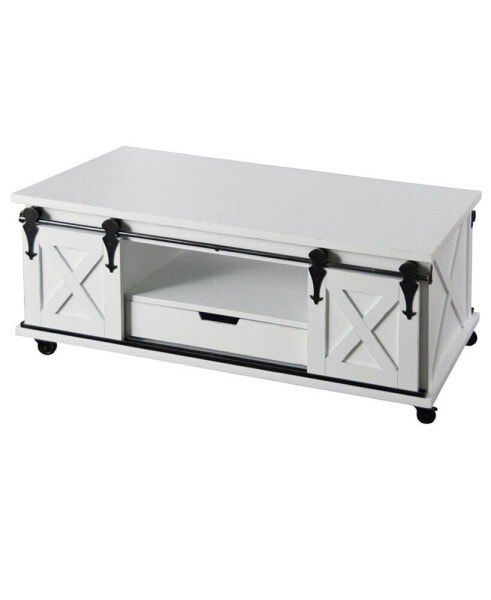 StyleCraft Two Door, One Drawer and Shelf Wooden Coffee Table
