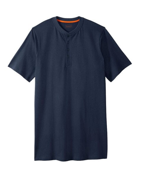 Big & Tall by KingSize Heavyweight Longer-Length Short-Sleeve Henley Shirt