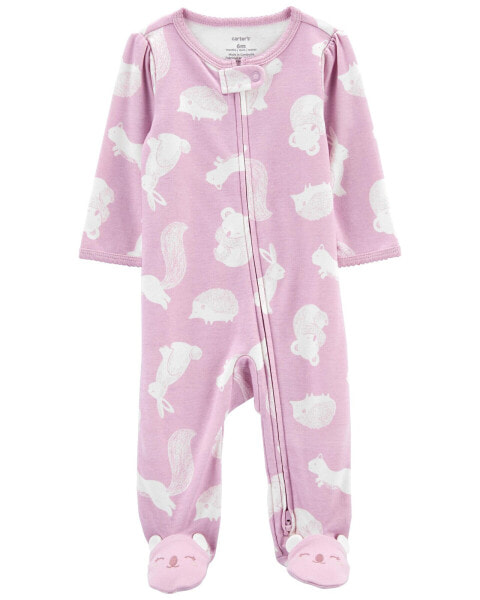 Baby Animal 2-Way Zip Cotton Sleep & Play Pajamas 9M