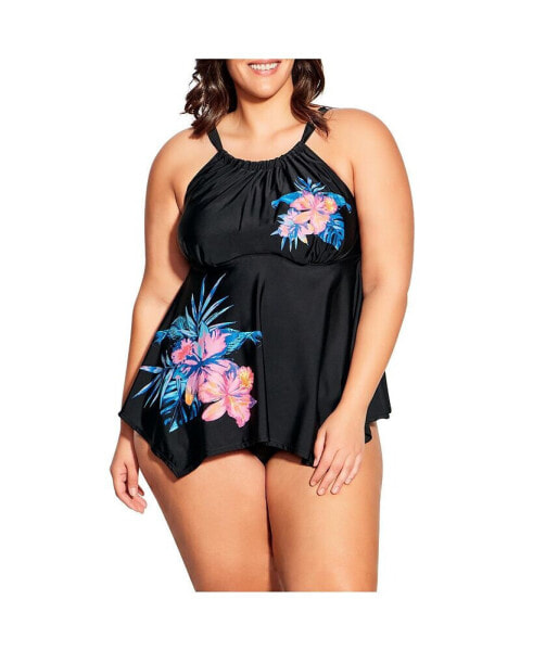 Plus Size Hanki Print Tankini Top