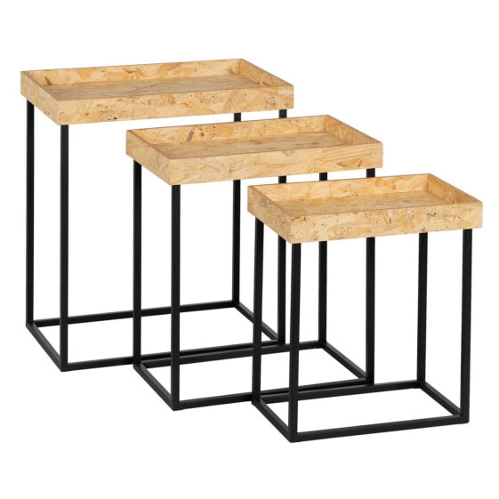 Журнальные столики BB Home Set of 3 tables Черный Натуральный Железный MDF Деревянный 57,5 х 37,5 х 67,5 см (3 шт)